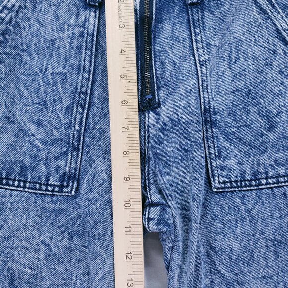 BP. Women's Blue Acid Wash High Waisted Pockets Cargo Straight Leg Pants Size 25 - Picture 3 of 16